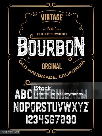 istock Font.Typeface. Script. Bourbon - Bourbon script font.Typeface for labels and any type designs 1037961082