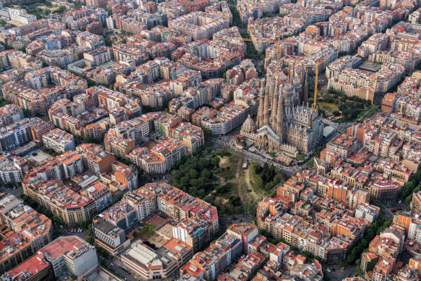 istock Aerial view of Barcelona Eixample residencial district 1037962234