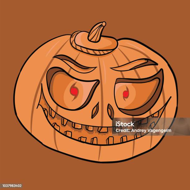 Pumpkin For Halloween Jackolantern Stock Illustration - Download Image Now - Anthropomorphic Face, Art, Autumn