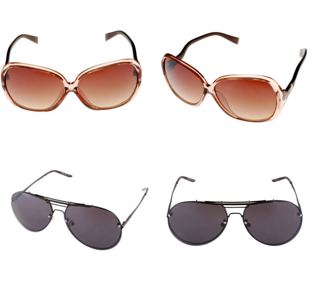istock Set of beautiful sunglasses isolated on white background. 1037987008
