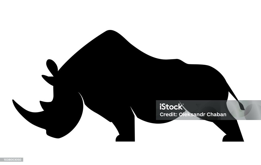 Silhouette d’un rhinocéros - clipart vectoriel de Rhinocéros libre de droits