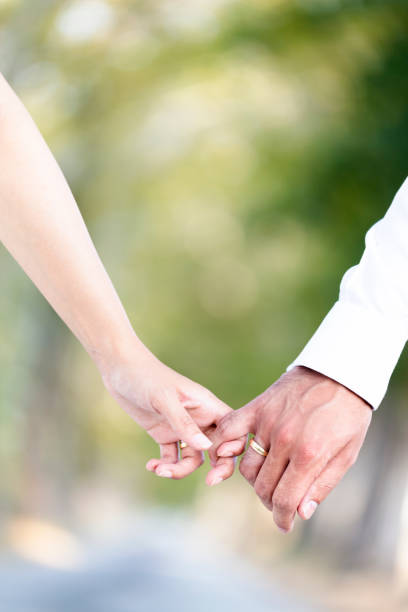 istock Just married couple holding hands 1038003328