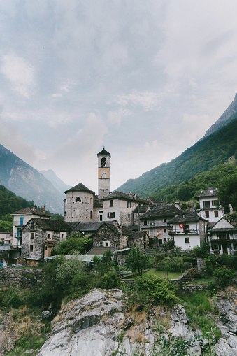 Scenic view of Lavertezzo village in Switzerland