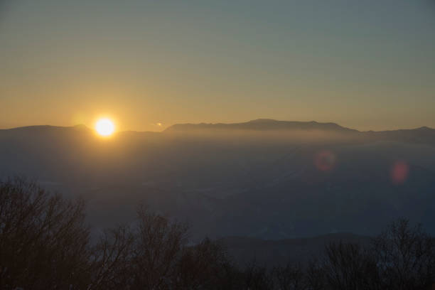 istock Snowy mountains in Japan at dawn 1038017748