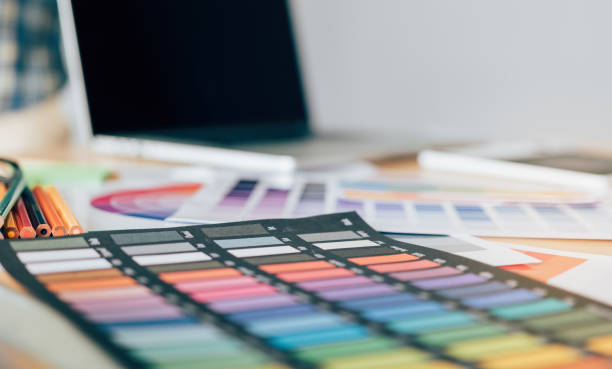 istock Designer's equipment is placed on the desk. 1038044712