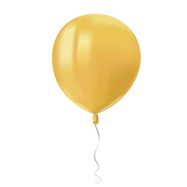 istock Realistic air flying yellow balloon with reflects isolated on white background. Festive decor element for any holiday. Vector illustration. 1038045736