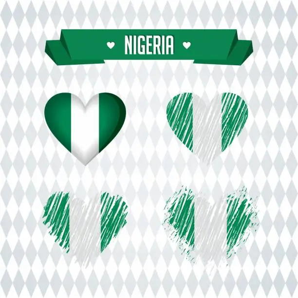 Vector illustration of Nigeria with love. Design vector broken heart with flag inside.