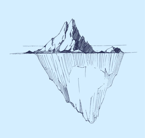 ilustrações, clipart, desenhos animados e ícones de esboço do iceberg. ilustração em vetor. - iceberg ice mountain arctic
