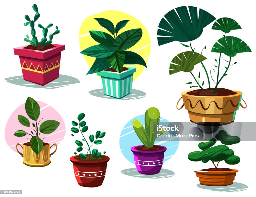 Ilustración de Plantas En Maceta Conjunto De Dibujos Animados De Vector y más Vectores Libres de Derechos de Blanco - Color - iStock Ilustración de Plantas En Maceta Conjunto De Dibujos Animados De Vector y más Vectores Libres de Derechos de Blanco - Color - iStock