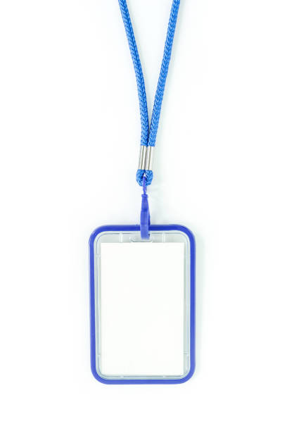 istock Blank badge with blue neckband. on white background. 1038092462