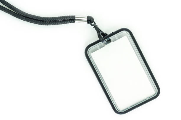 istock Blank badge with black neckband. on white background. 1038092542