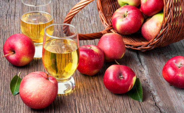 Homemade cider from ripe apples stock photo