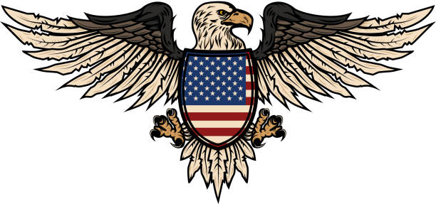 istock Illustration of eagle with american flag. Design element for poster, flyer, emblem, sign. 1038112630