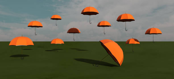 Surrealism Umbrellas in a landscape