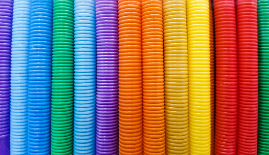 Colorful A part of plastic drinking straws for wallpaper and background.