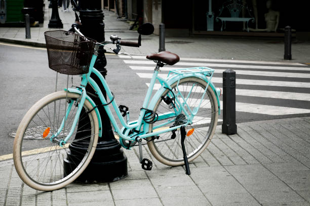 istock Bicycle on the sidewalk, city life. 1038129808