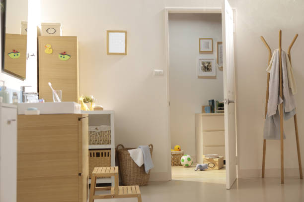 istock a door open into the bathroom 1038136350