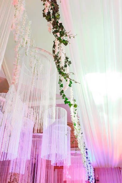istock amazing luxury decorated place ceiling for wedding reception, catering in restaurant 1038158168