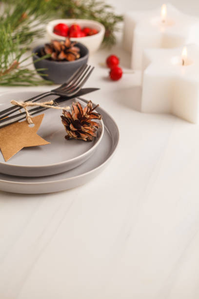 istock Christmas beautiful table setting. Christmas postcard. 1038167288