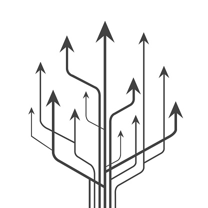 Group arrows directed upwards - stock vector
