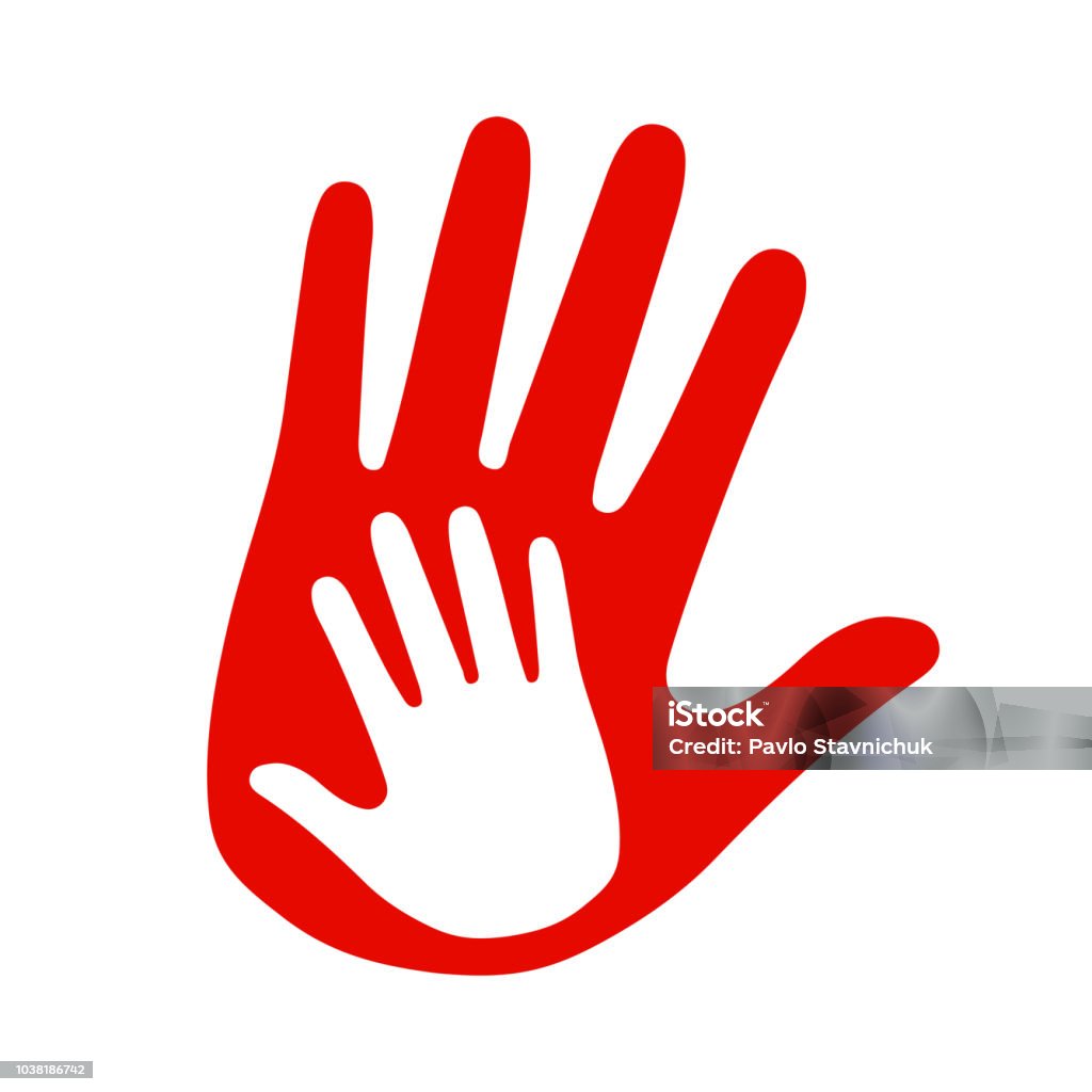 Hands on hands, charity icon, organization of volunteers, family community – stock vector Arm stock vector