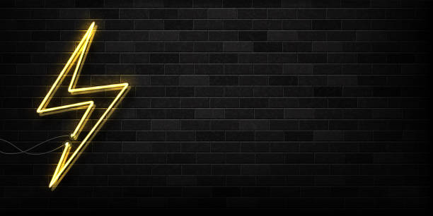 Vector realistic isolated neon sign of electricity logo for decoration and covering on the wall background. Concept of lightning and energy. Long web banner for advertising and promotion. Vector realistic isolated neon sign of electricity logo for decoration and covering on the wall background. Concept of lightning and energy. Long web banner for advertising and promotion. lightning backgrounds stock illustrations
