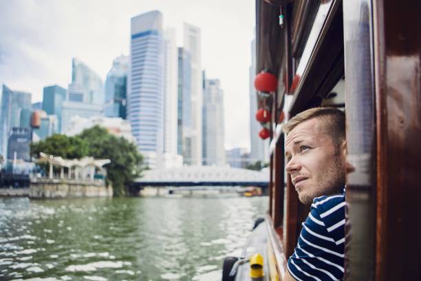 Young tourist exploring city
