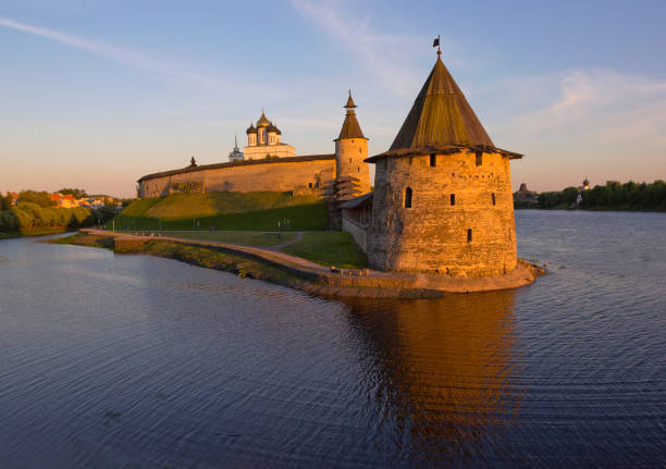istock Medieval Kremlin with powerful tower and Trinity cathedral in Pskov, Russia 1038197890