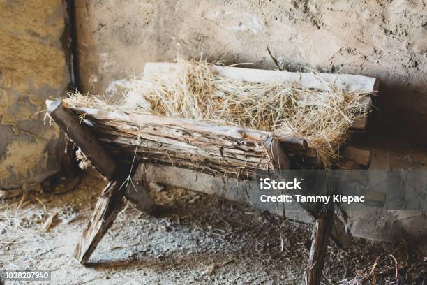 Biblical Manger Crib Stock Photo - Download Image Now - Nativity Scene, No People, Crib
