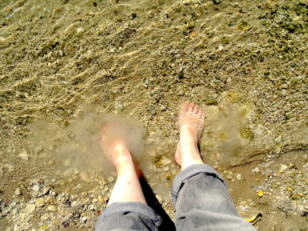 istock feet in the Loire river in Summer 1038226512