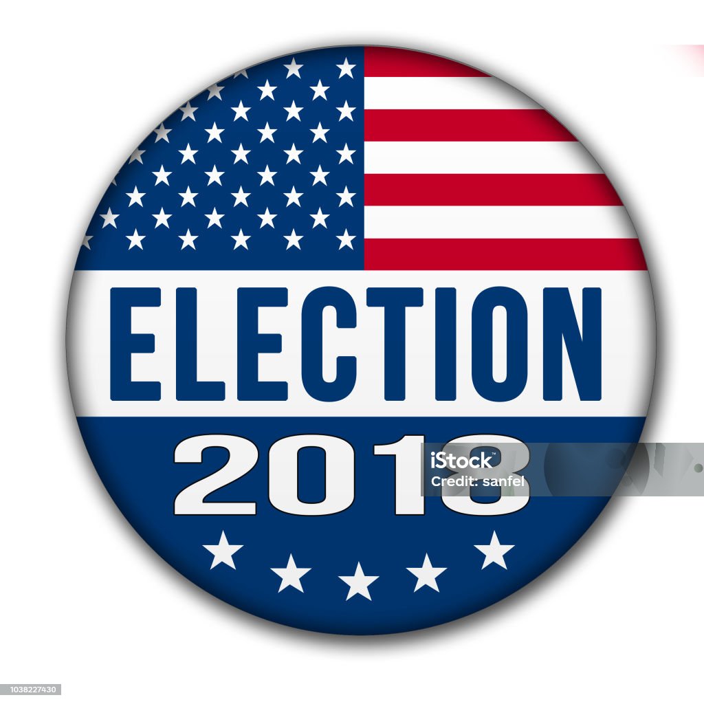 Estados Unidos elecciones 2018 botón con trazado de recorte - Foto de stock de EE.UU. libre de derechos