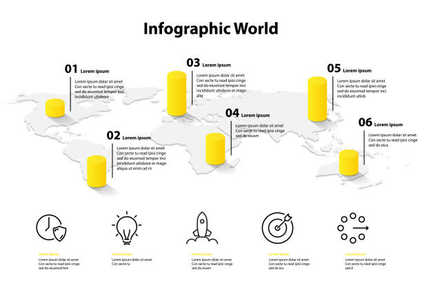 세계 지도 요소 infographic, infochart 비즈니스 정보 아이콘 - tranfer stock illustrations