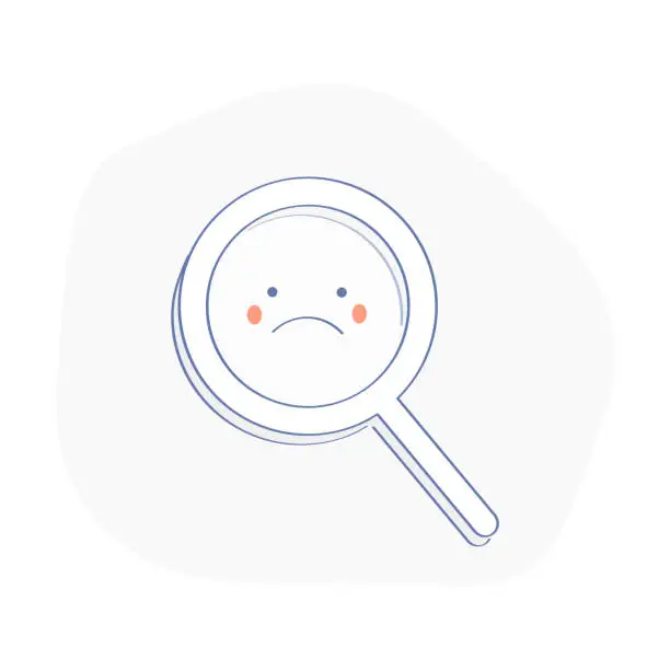 Vector illustration of Upset magnifying glass - Vector Illustration