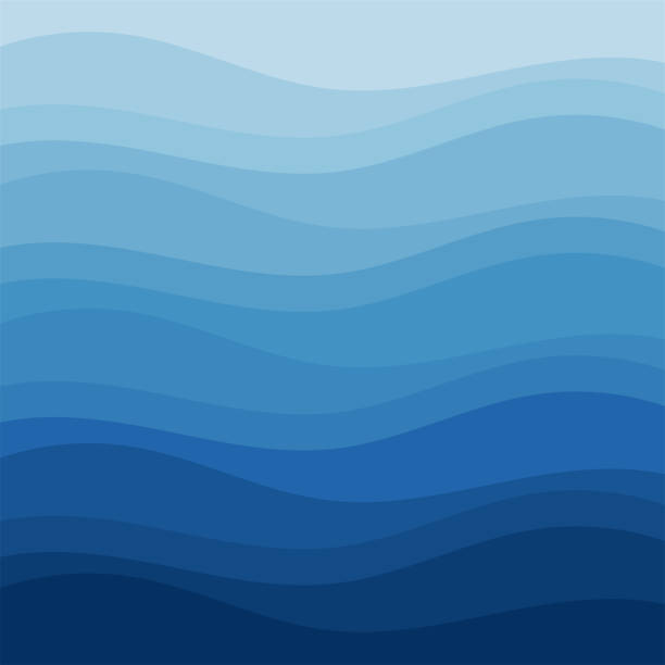 blaue welle abstrakten hintergrund in flachen vektor-design-stil - water backgrounds blue wave stock-grafiken, -clipart, -cartoons und -symbole