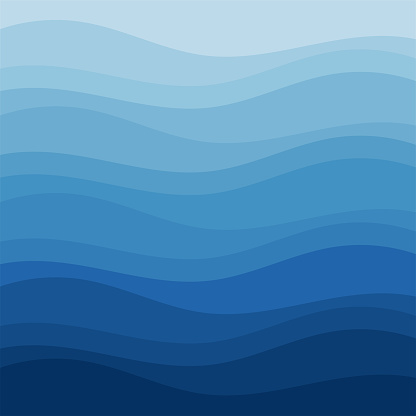 Blue wave abstract background in flat vector design style