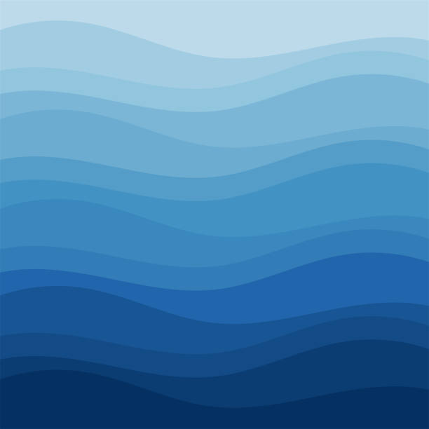 Blue wave abstract background in flat vector design style Blue wave abstract background in flat vector design style beach designs stock illustrations