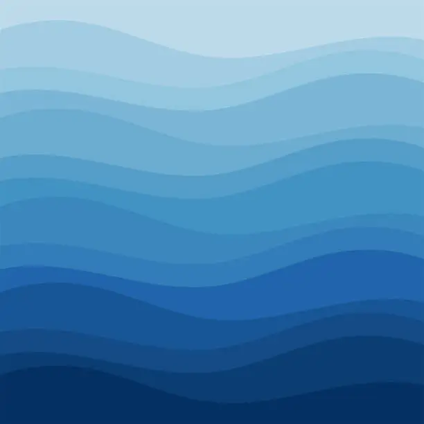 Vector illustration of Blue wave abstract background in flat vector design style