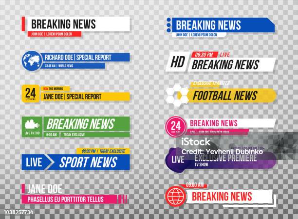 Lower Third Template Set Of Tv Banners And Bars For News And Sport Channels Streaming And Broadcasting Collection Of Lower Third For Video Editing Stock Illustration - Download Image Now