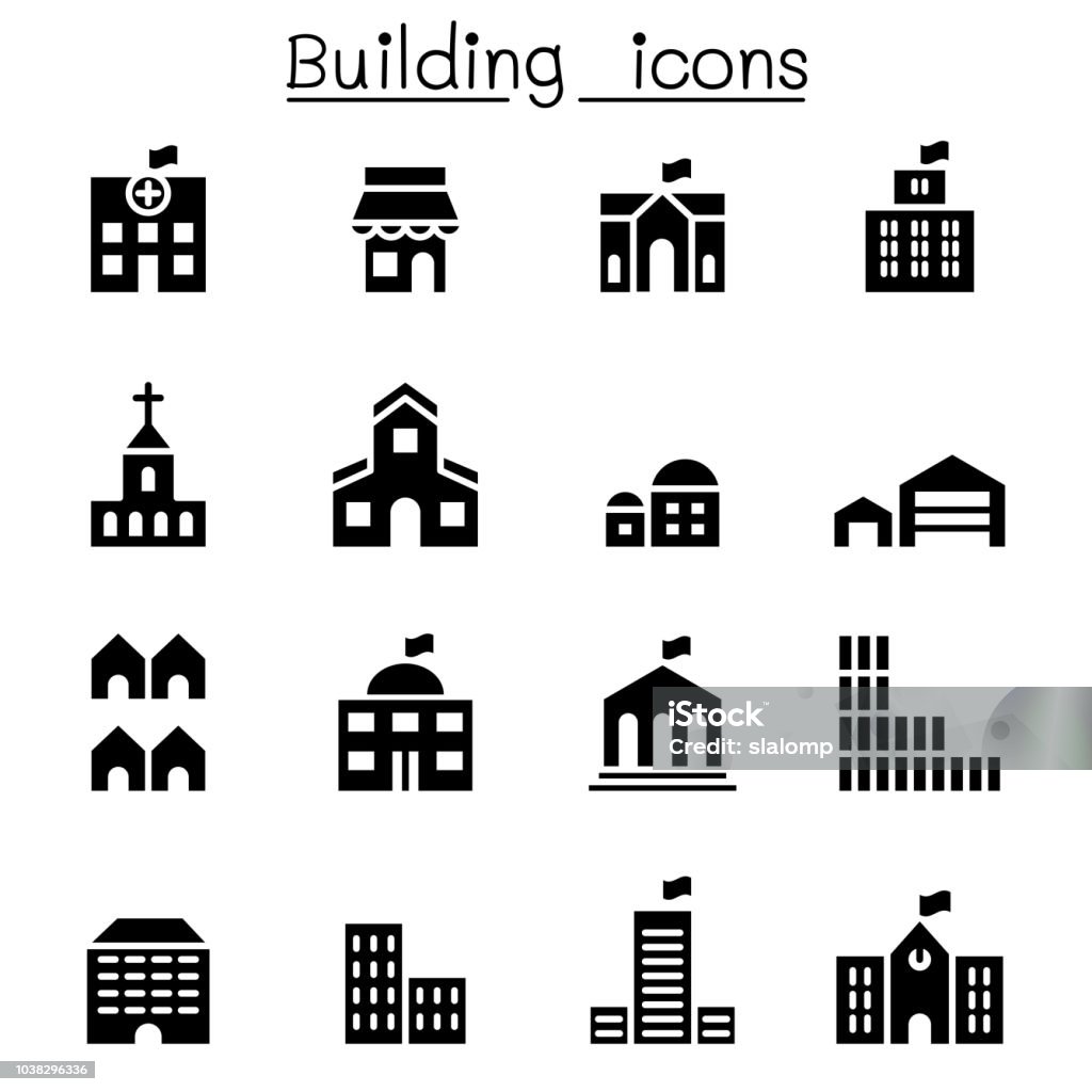 Conjunto de ícones de construção básico - Vetor de Ícone de Computador royalty-free