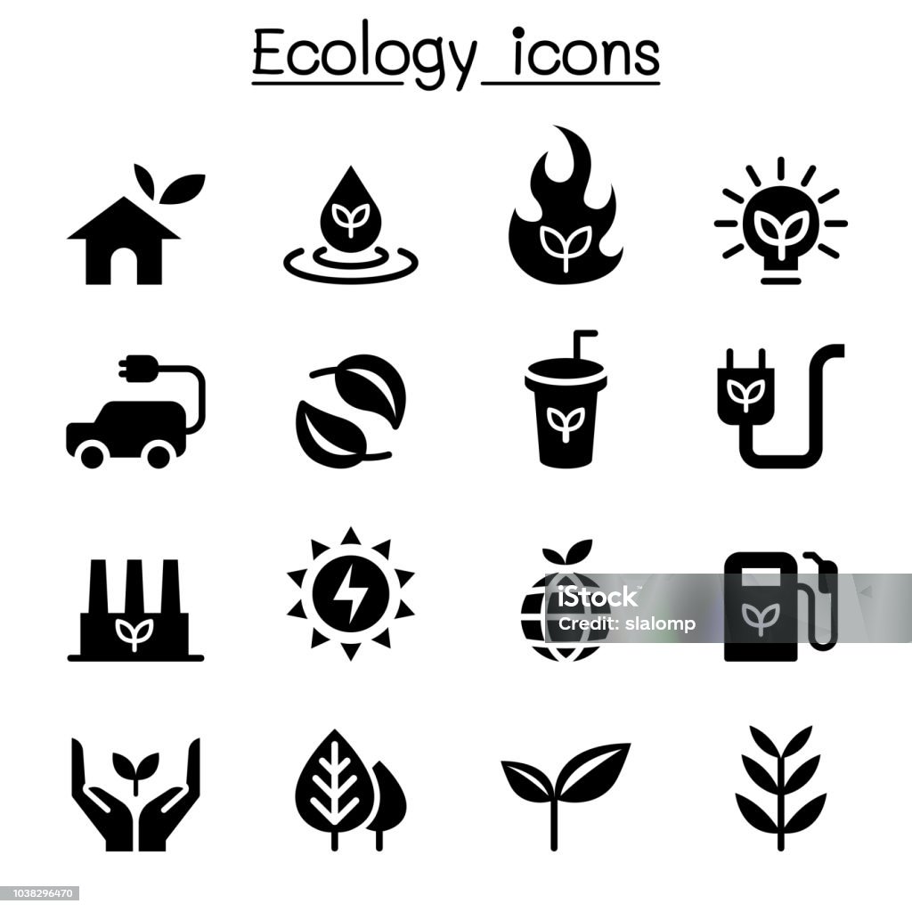 Ecology & Sustainable lifestyle icon set Icon Symbol stock vector