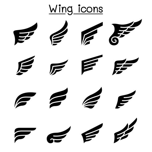 illustrations, cliparts, dessins animés et icônes de jeu d’icônes d’aile - logo avion