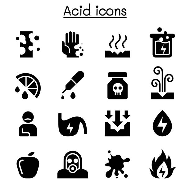 säure-icon-set - rusty stock-grafiken, -clipart, -cartoons und -symbole