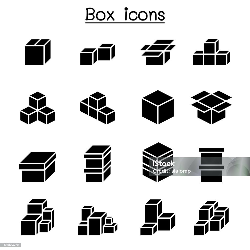 Boxes icon set Box - Container stock vector