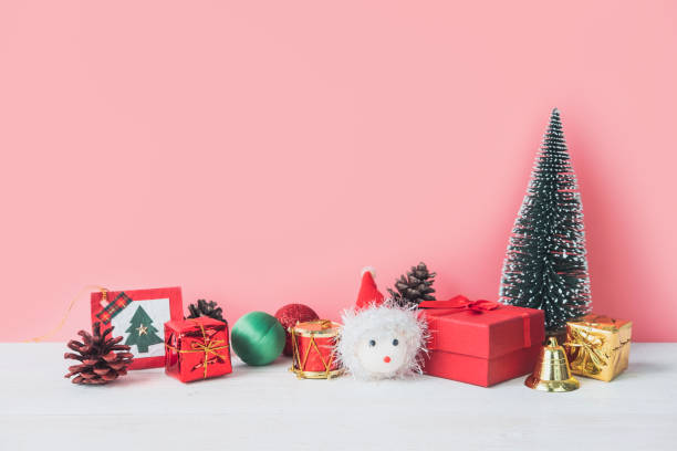 istock Christmas decoration on white wooden table with copy space 1038308718
