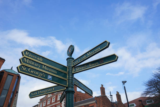 Street sign at The city of York. Yorkshire, UK. stock photo