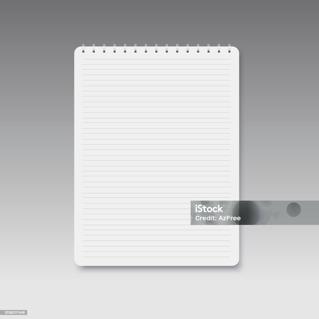 Realistic Spiral Horizontal Lined Notebook Vector Stock Illustration ...
