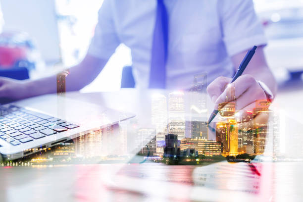 istock Double exposure business person 1038332334