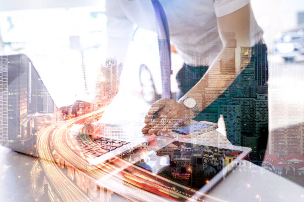 istock Double exposure business person 1038335480