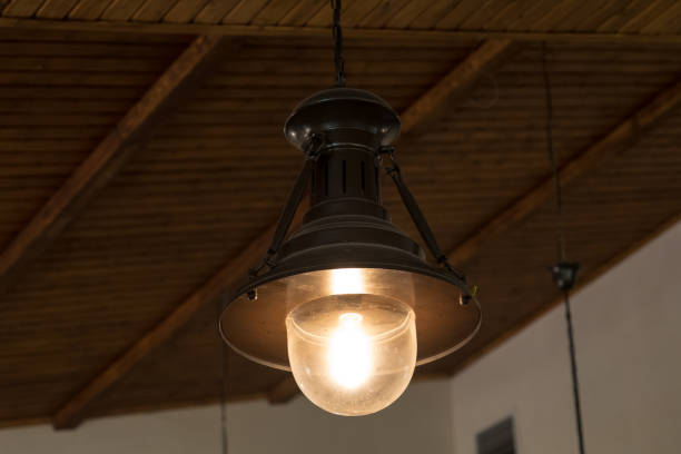 istock stained glass chandelier on the ceiling. Place for your text. 1038351324