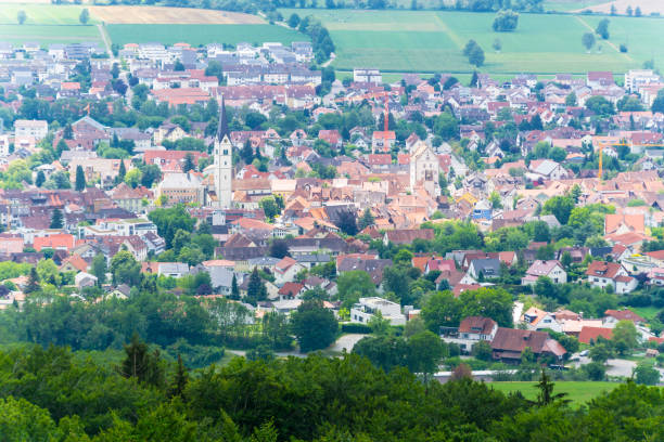 Germany, Markdorf village at lake constance from above
